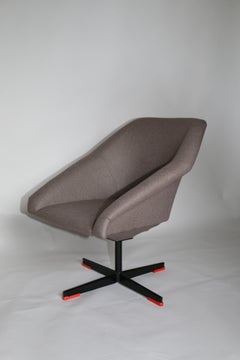 Swivel Armchair in Brown Herringbone from 1970s