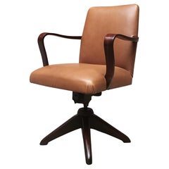 Swivel Armchair in Leather and Rosewood, from 1960s