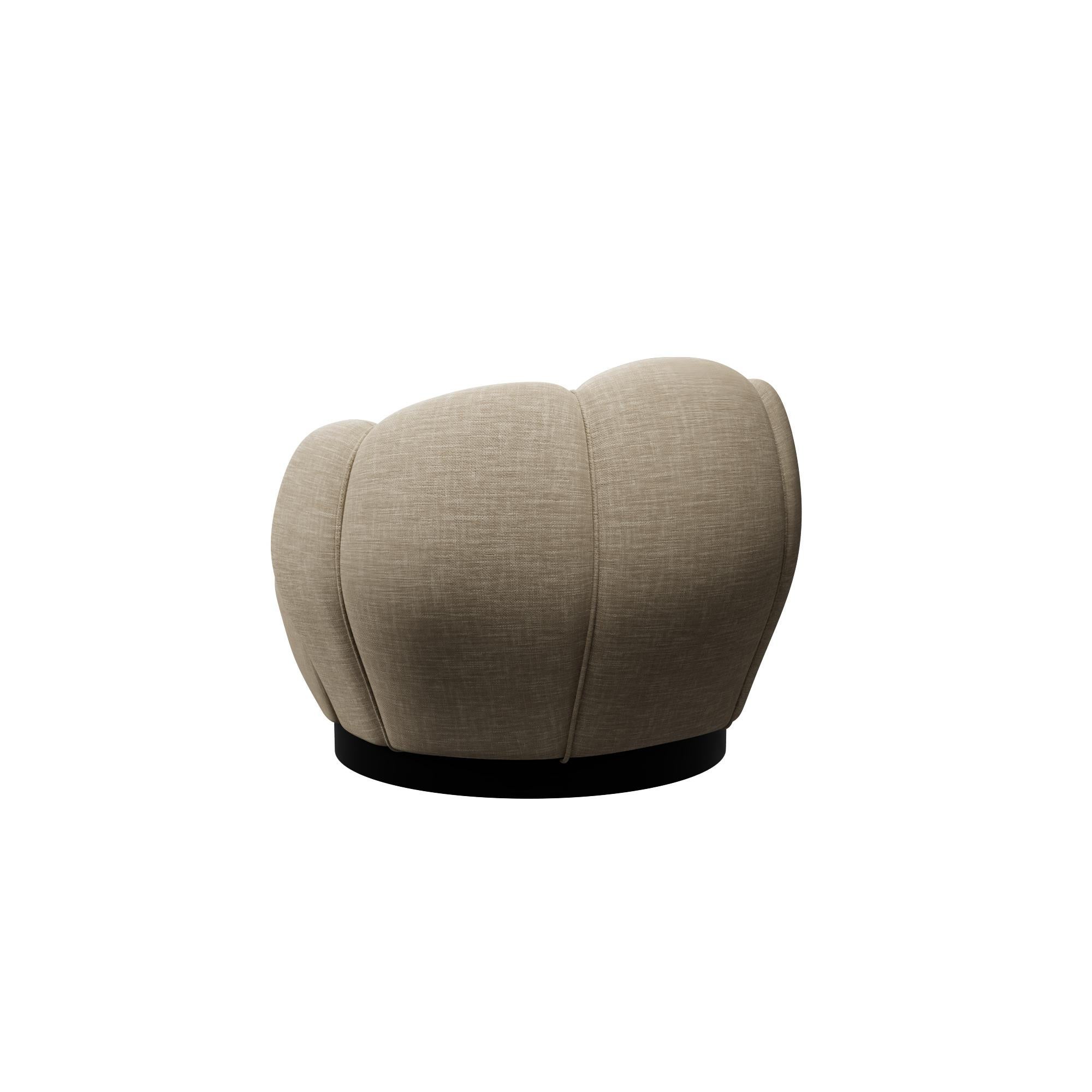 Sillón giratorio Montgolfiére de tejido liso Beige hecho a mano por Murmurio Moderno orgánico en venta