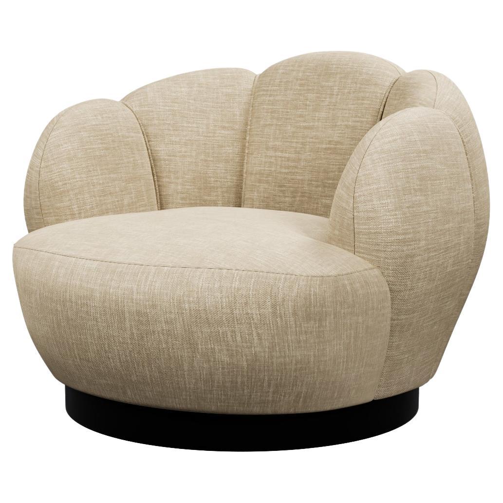 Swivel armchair Montgolfiére with Beige plain weave handcrafted by Murmurio
