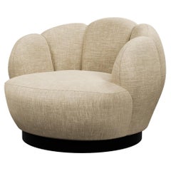 Swivel armchair Montgolfiére with Beige plain weave handcrafted by Murmurio