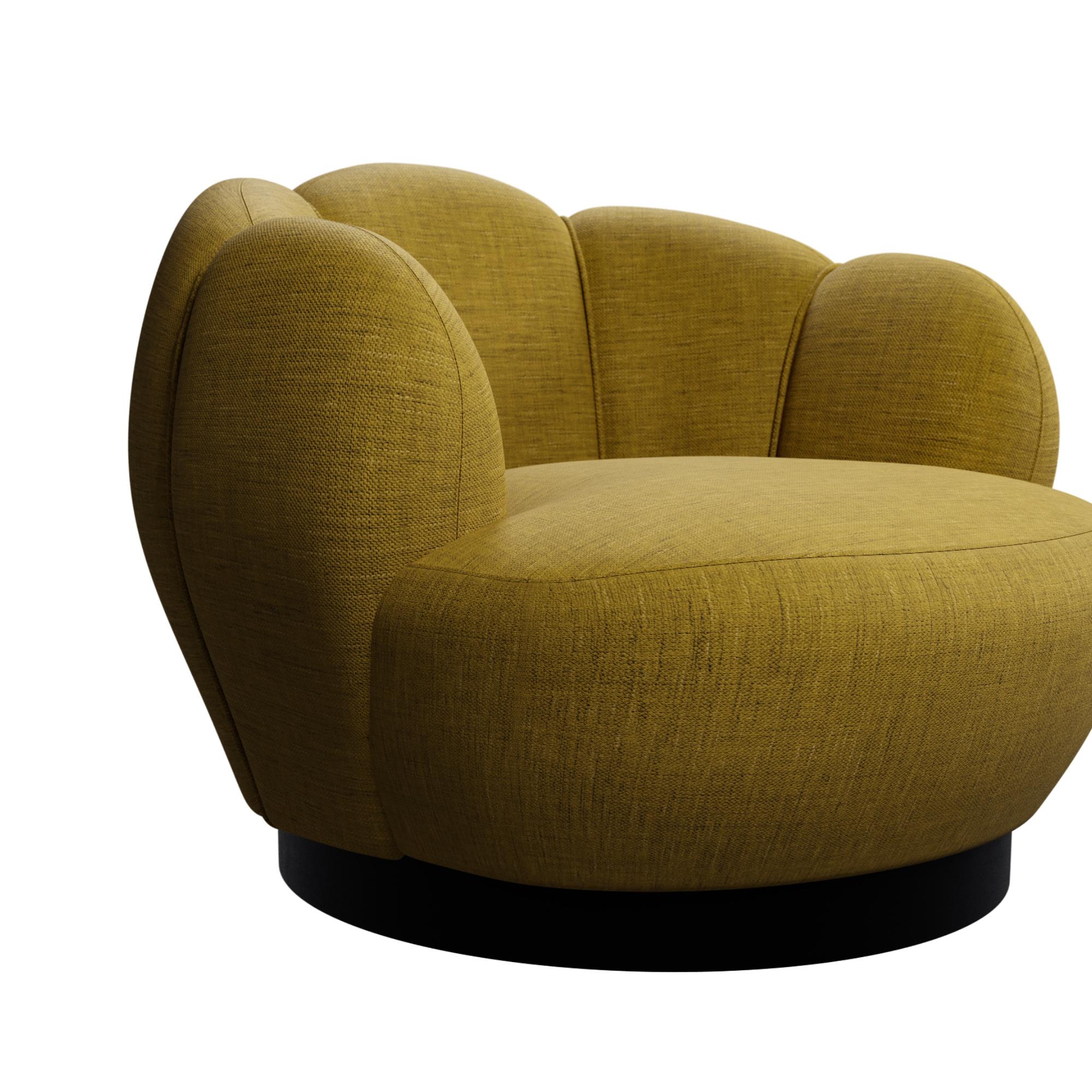 Sillón giratorio Montgolfiére con tejido liso Miel hecho a mano por Murmurio Portugués en venta