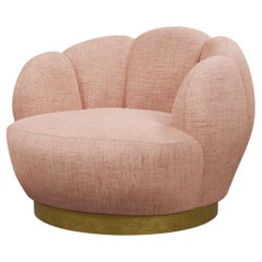 Fauteuil pivotant Montgolfiére avec tissu uni Nude fait main par Murmurio