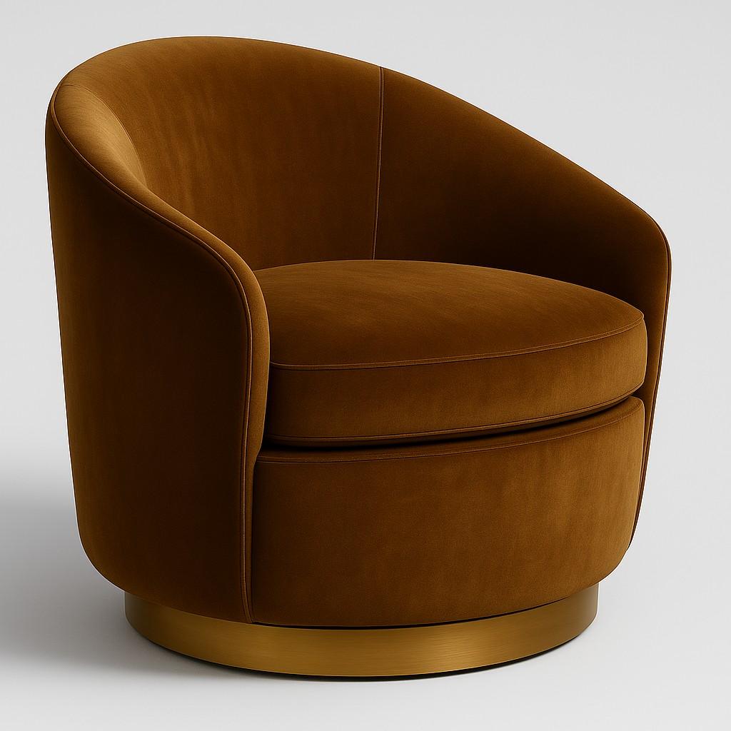 Mid-Century Modern Swivel Armchair with 360 Degrees Rotating Base Offered In Wooly Boucle' For Sale