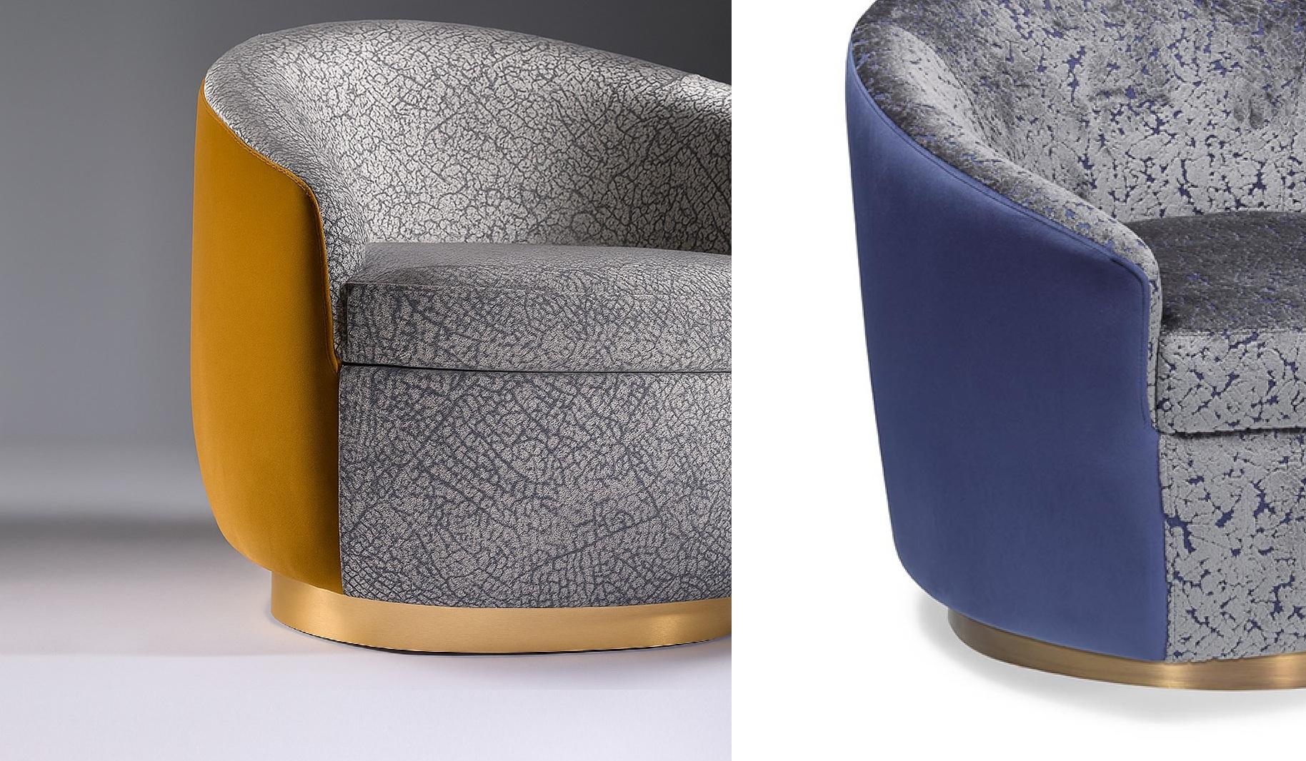 Swivel Armchair with 360 Degrees Rotating Base Offered In Wooly Boucle' In New Condition For Sale In NEW YORK, NY