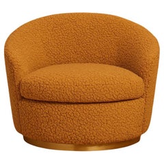 Swivel Armchair with 360 Degrees Rotating Base Offered In Wooly Boucle'