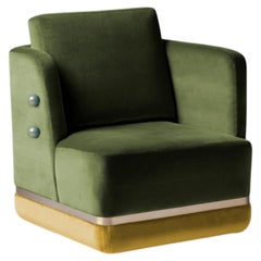 Sillón giratorio DOOQ con terciopelo verde y detalle de latón Panorama