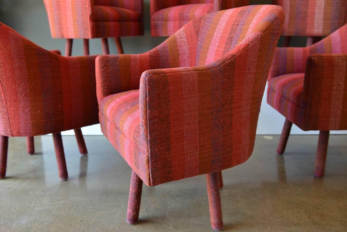 American Swivel Armchairs with Vintage Jack Lenor Larsen Fabric, circa 1970