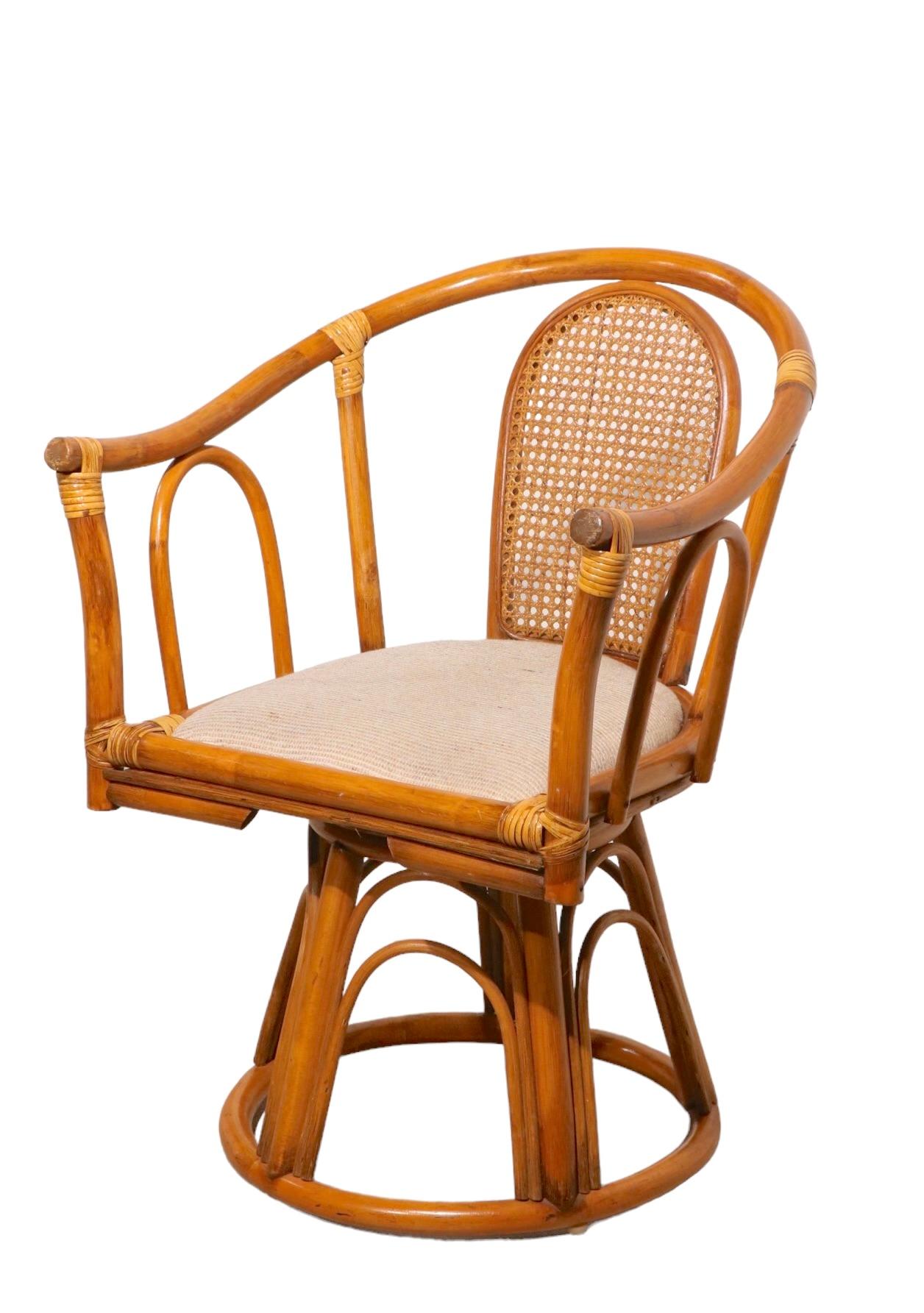 Swivel Bamboo Chair by Henry Olko For Sale 4