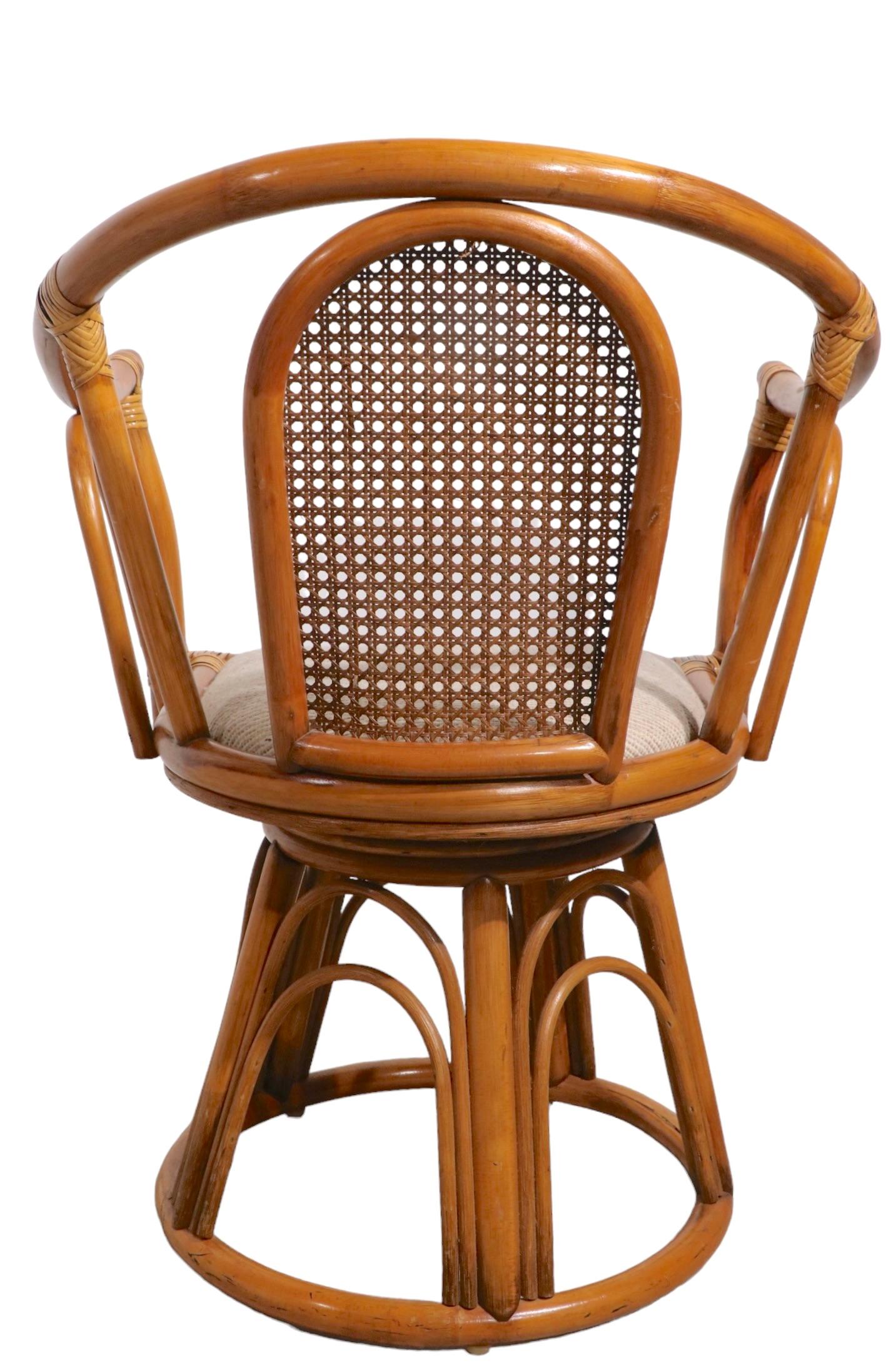 Mid-Century Modern Swivel Bamboo Chair by Henry Olko For Sale