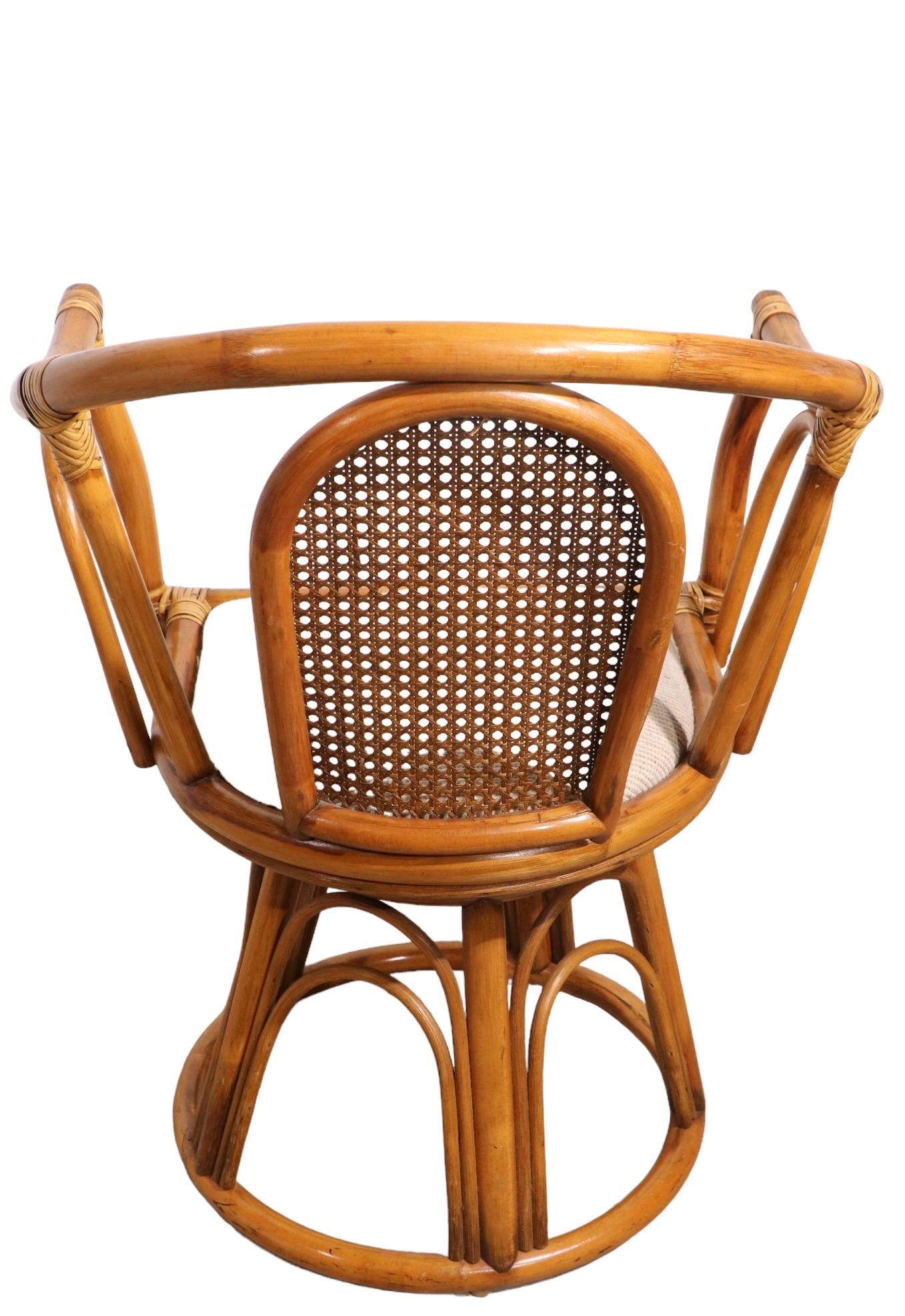 American Swivel Bamboo Chair by Henry Olko For Sale