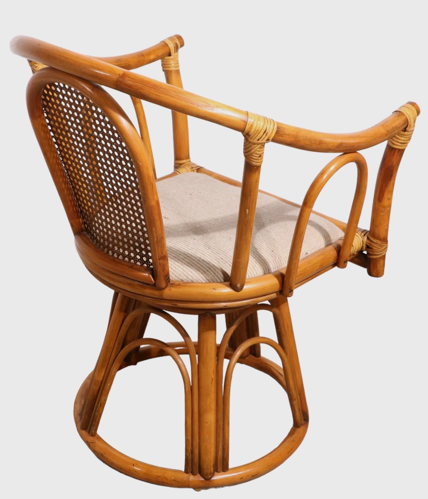 Swivel Bamboo Chair by Henry Olko In Good Condition For Sale In New York, NY