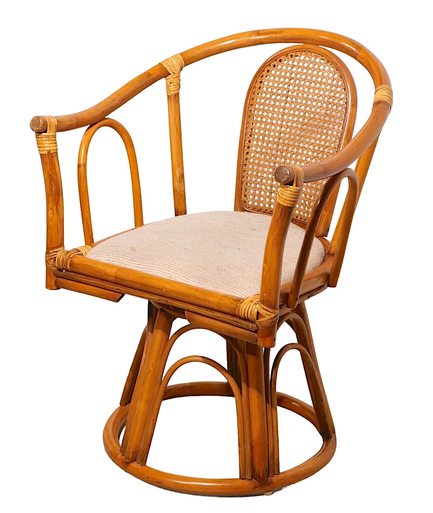 Swivel Bamboo Chair by Henry Olko For Sale 1
