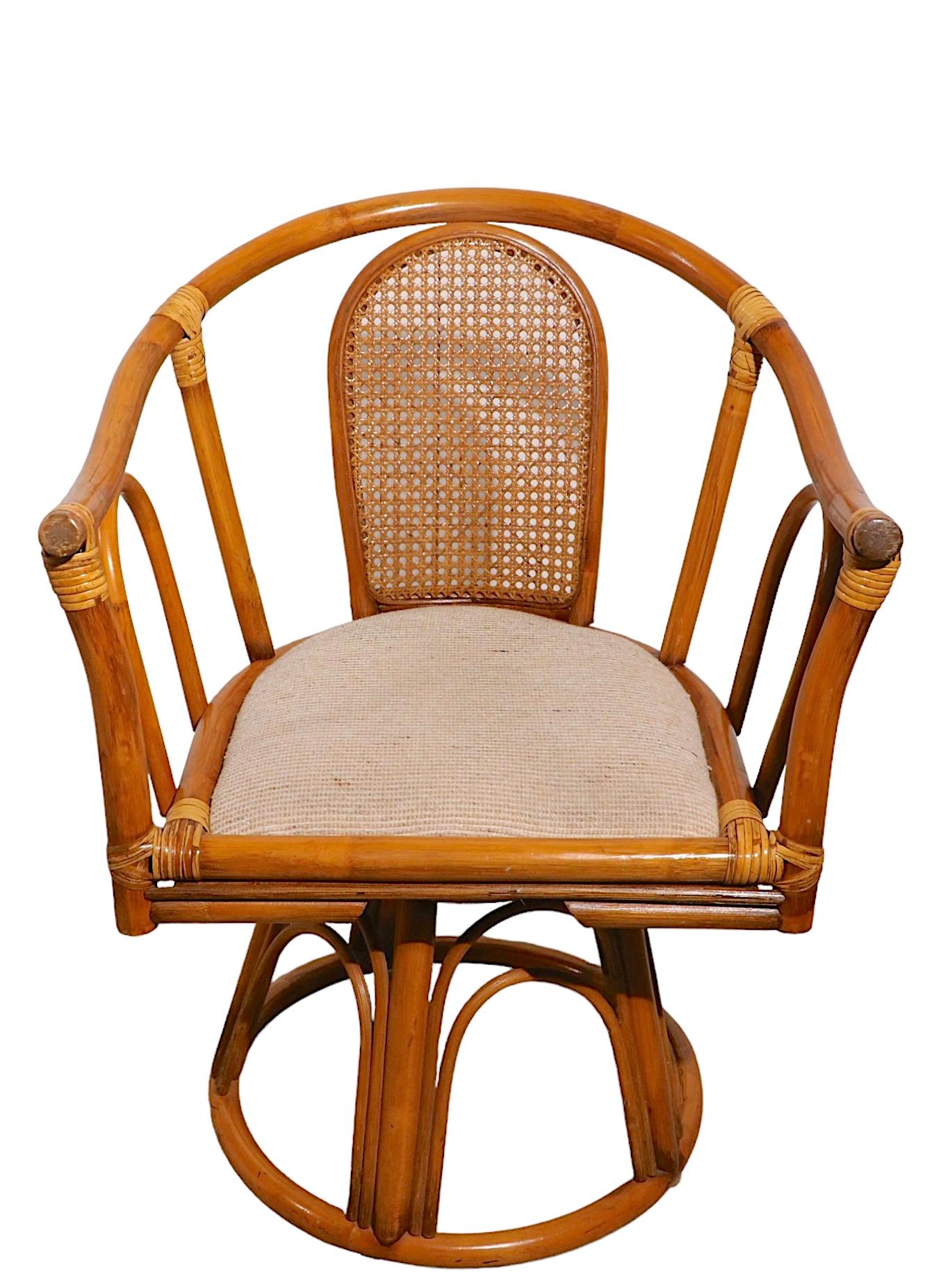 Swivel Bamboo Chair by Henry Olko For Sale 2