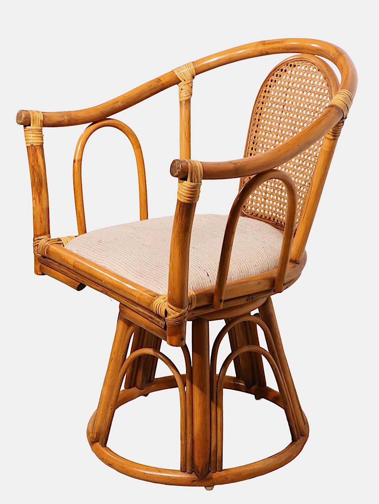 Swivel Bamboo Chair by Henry Olko For Sale 3