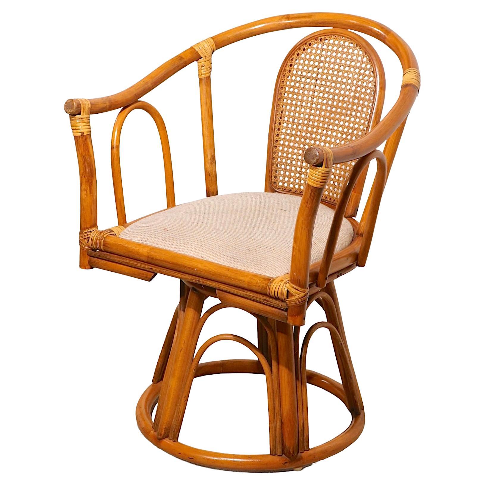 Swivel Bamboo Chair by Henry Olko For Sale
