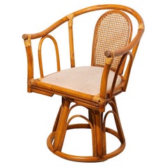 Retro Swivel Bamboo Chair by Henry Olko