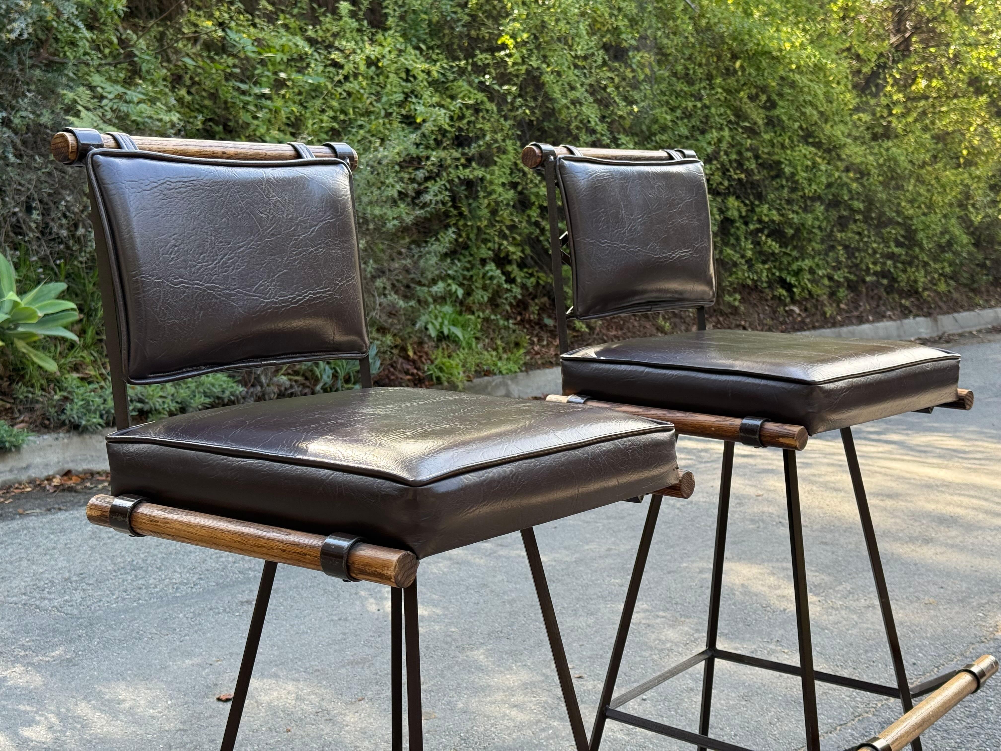 Swivel Bar Stools in Style of Cleo Baldon for Inca Products - Set of Two 5