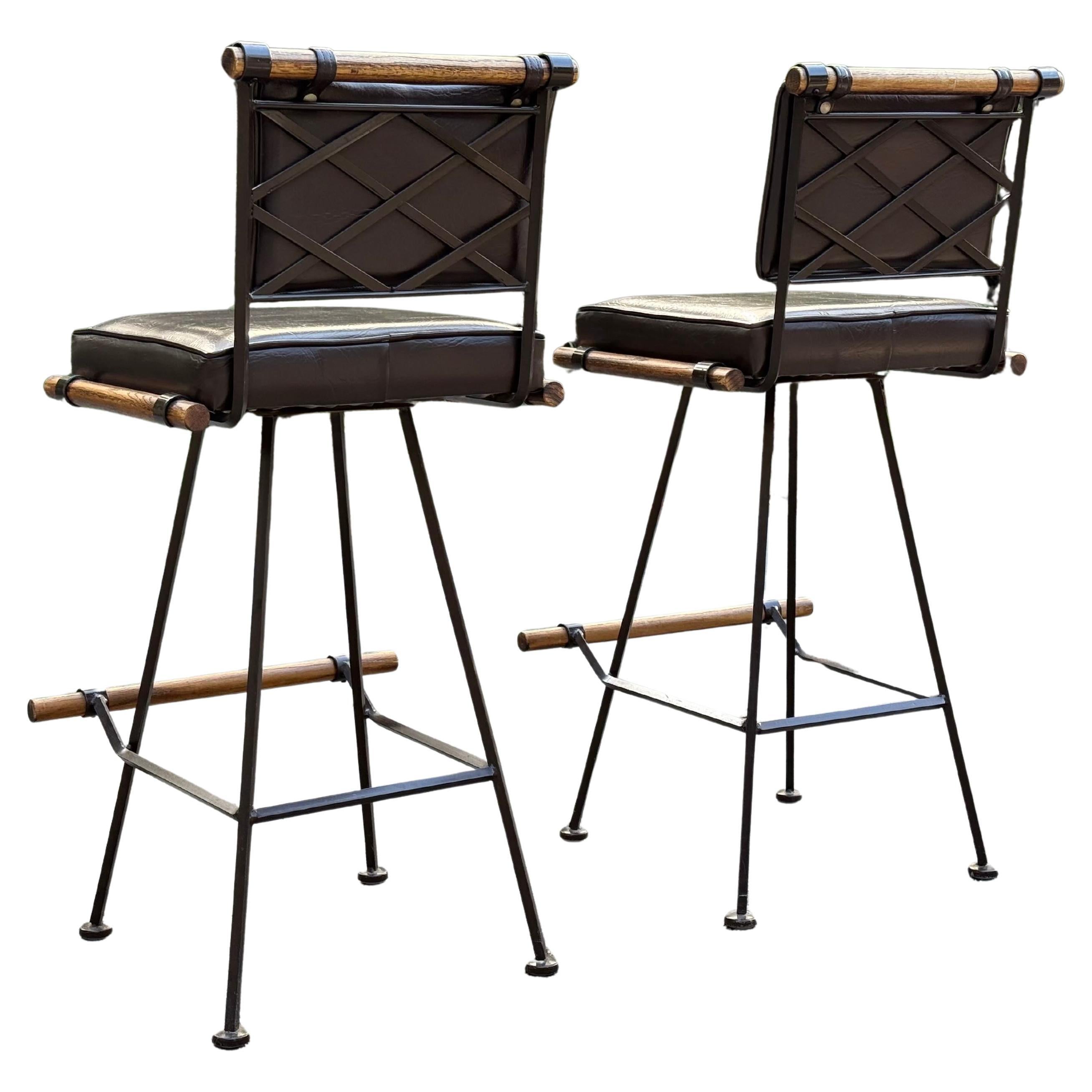American Swivel Bar Stools in Style of Cleo Baldon for Inca Products - Set of Two