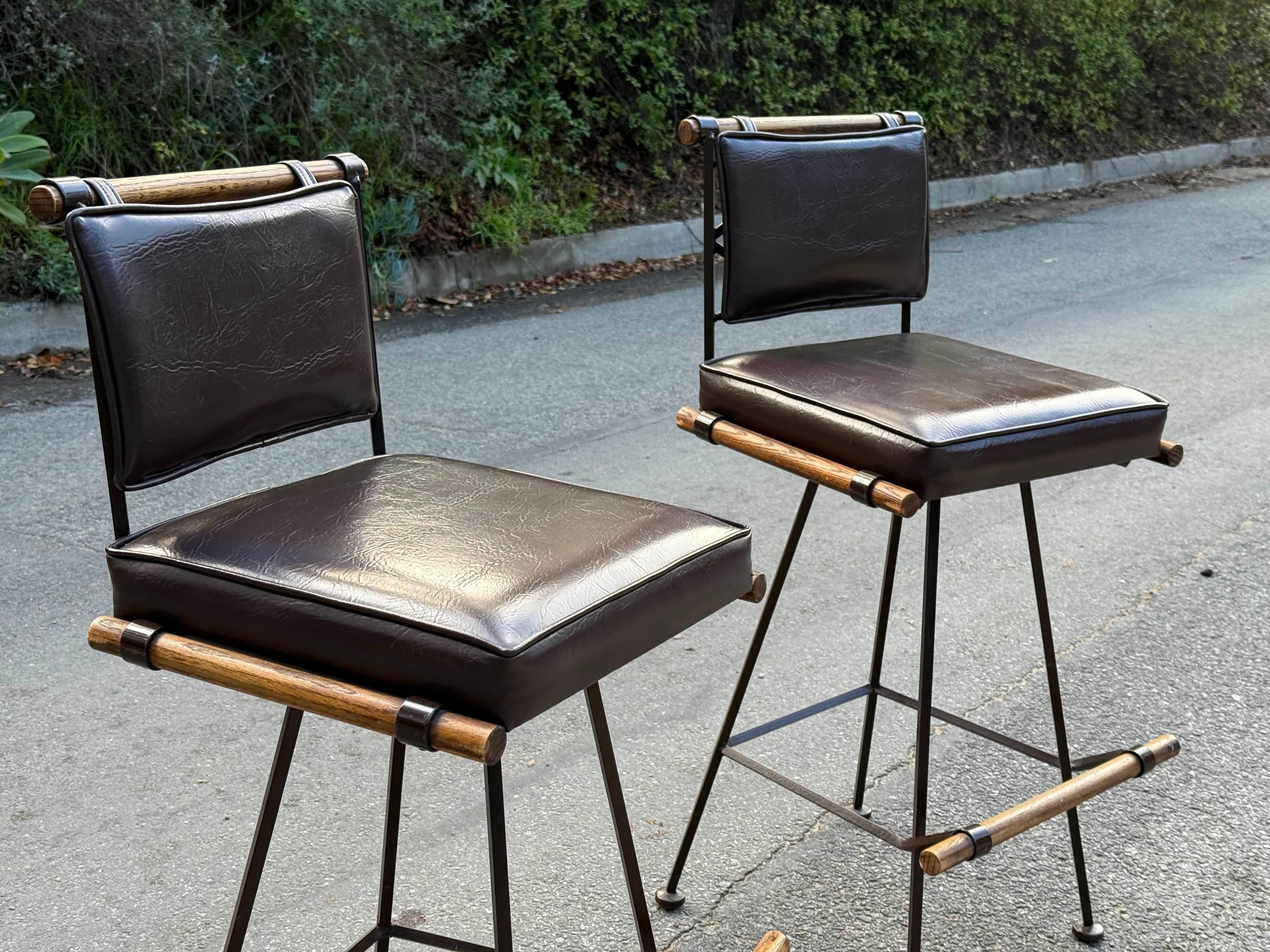 Mid-20th Century Swivel Bar Stools in Style of Cleo Baldon for Inca Products - Set of Two