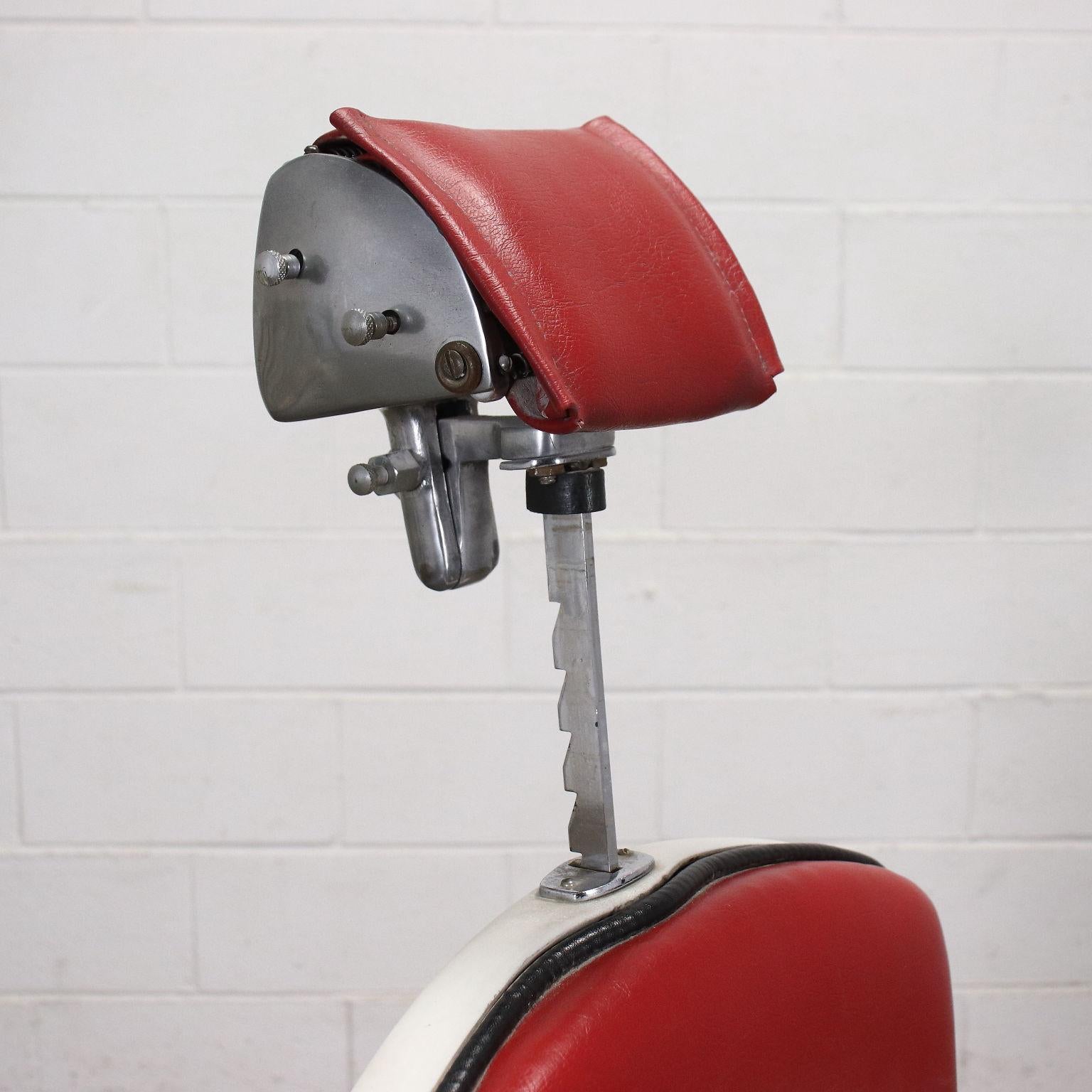 Mid-Century Modern Swivel Barber Chair Alluminium Metal Skai Italy 1960s 