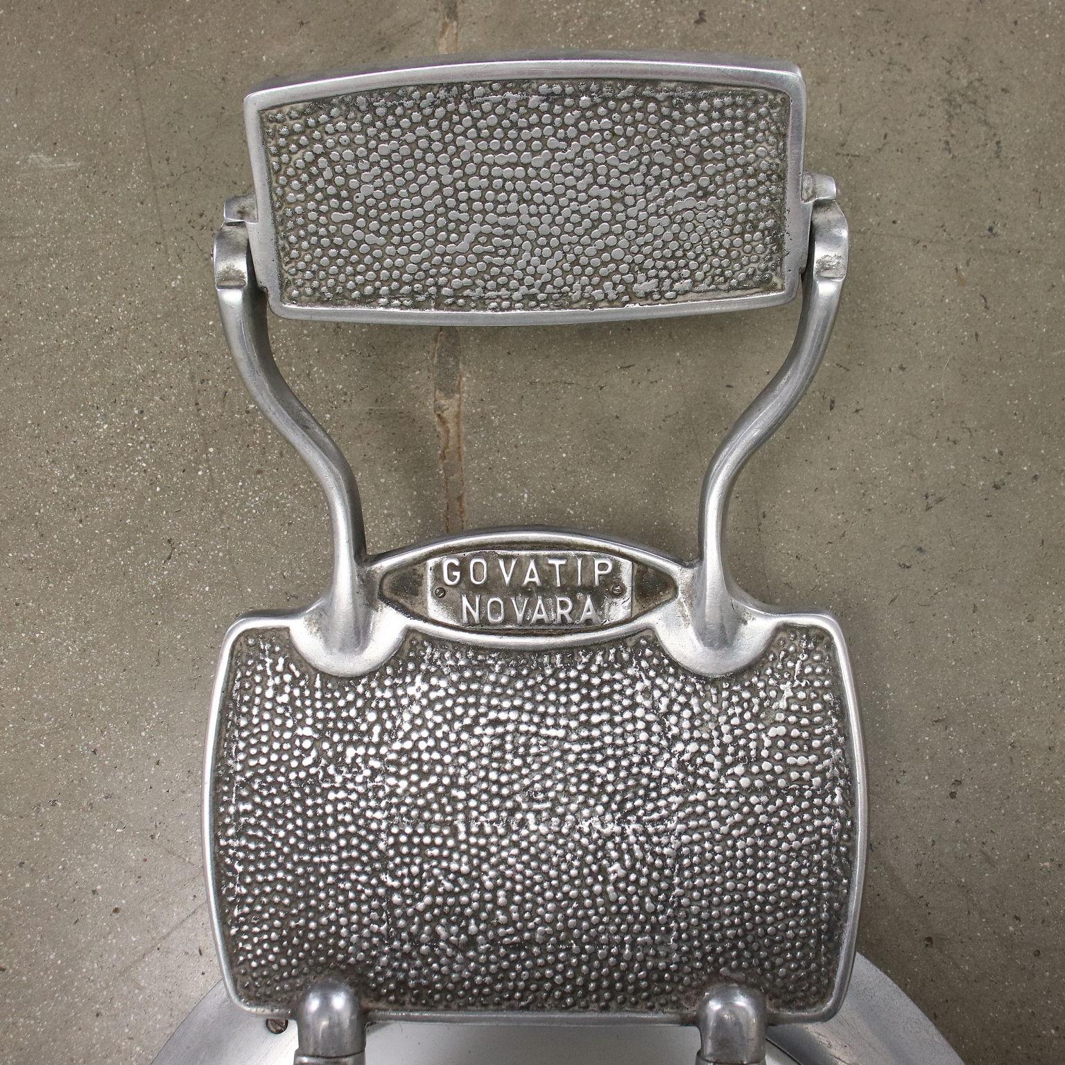 Swivel Barber Chair Alluminium Metal Skai Italy 1960s  1