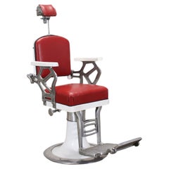 Swivel Barber Chair Alluminium Metal Skai Italy 1960s 