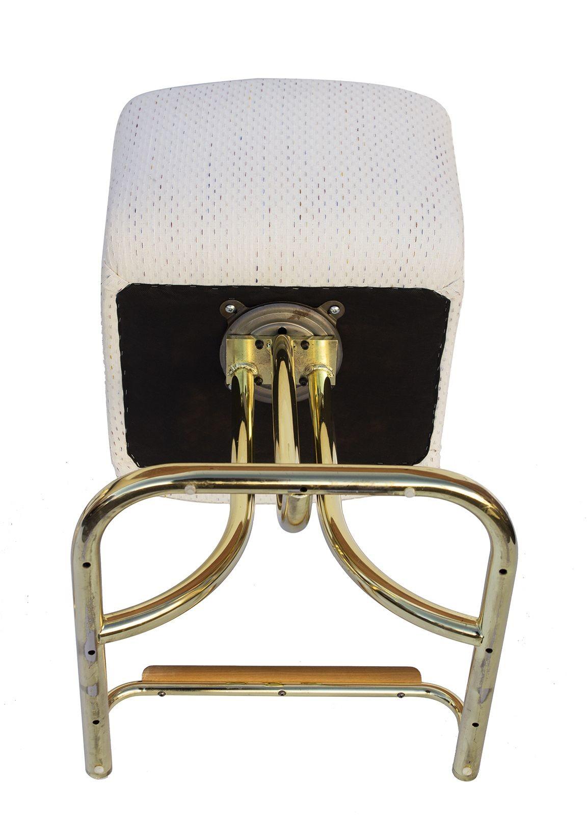 Swivel Barstools with Brass Tubular Bases, Pair For Sale 2