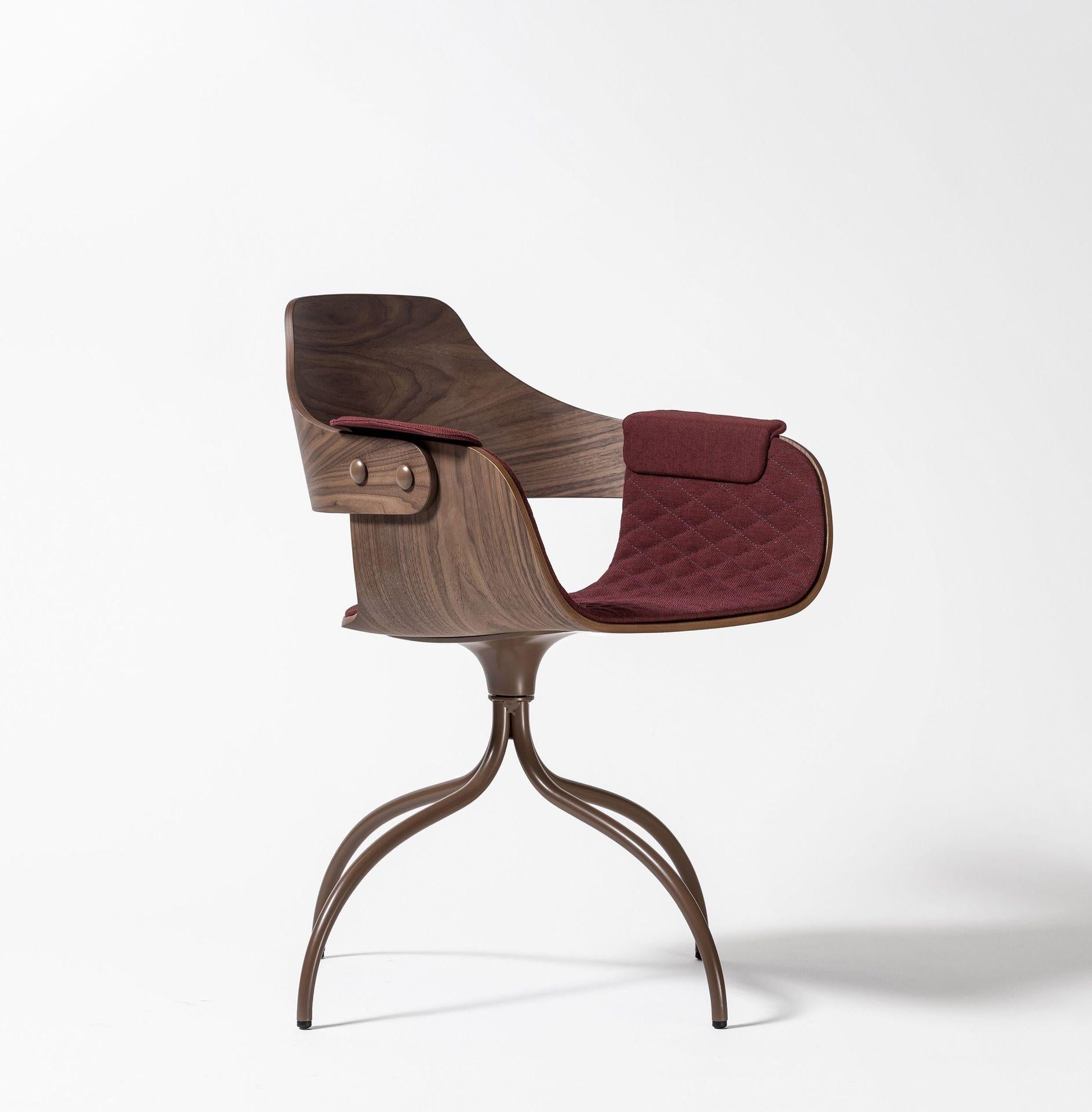 Powder-Coated Swivel Base Showtime Brown Chair by Jaime Hayon
