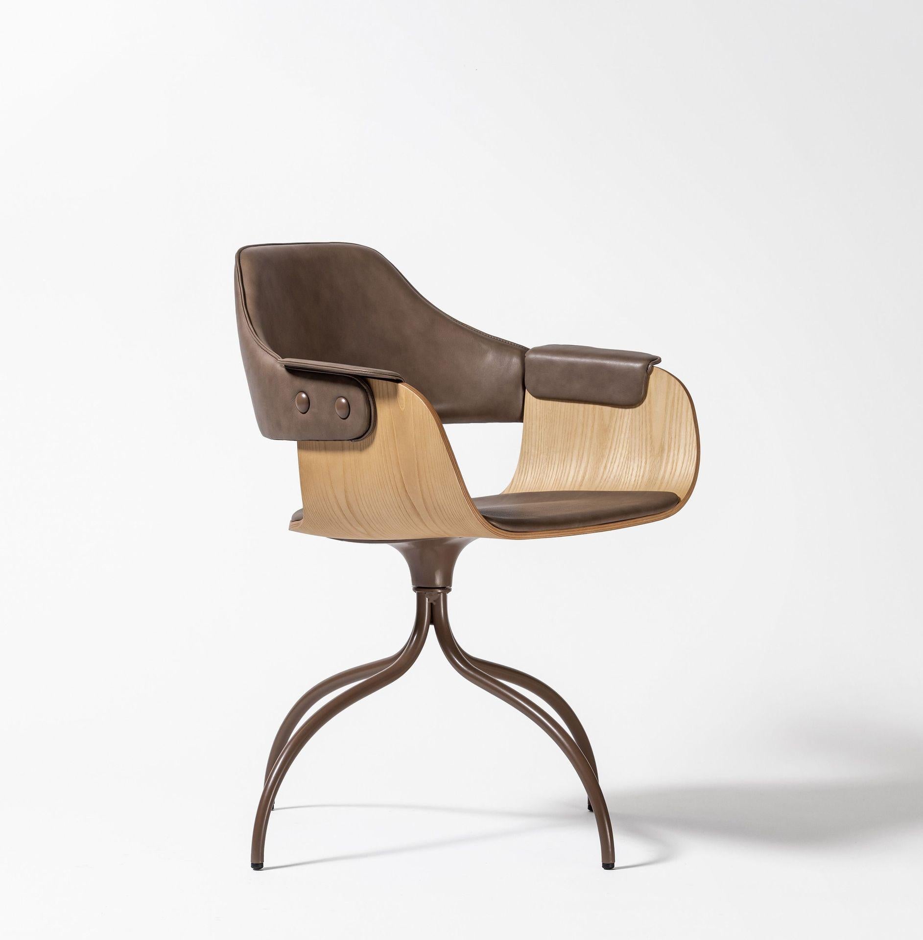 Contemporary Swivel Base Showtime Brown Chair by Jaime Hayon