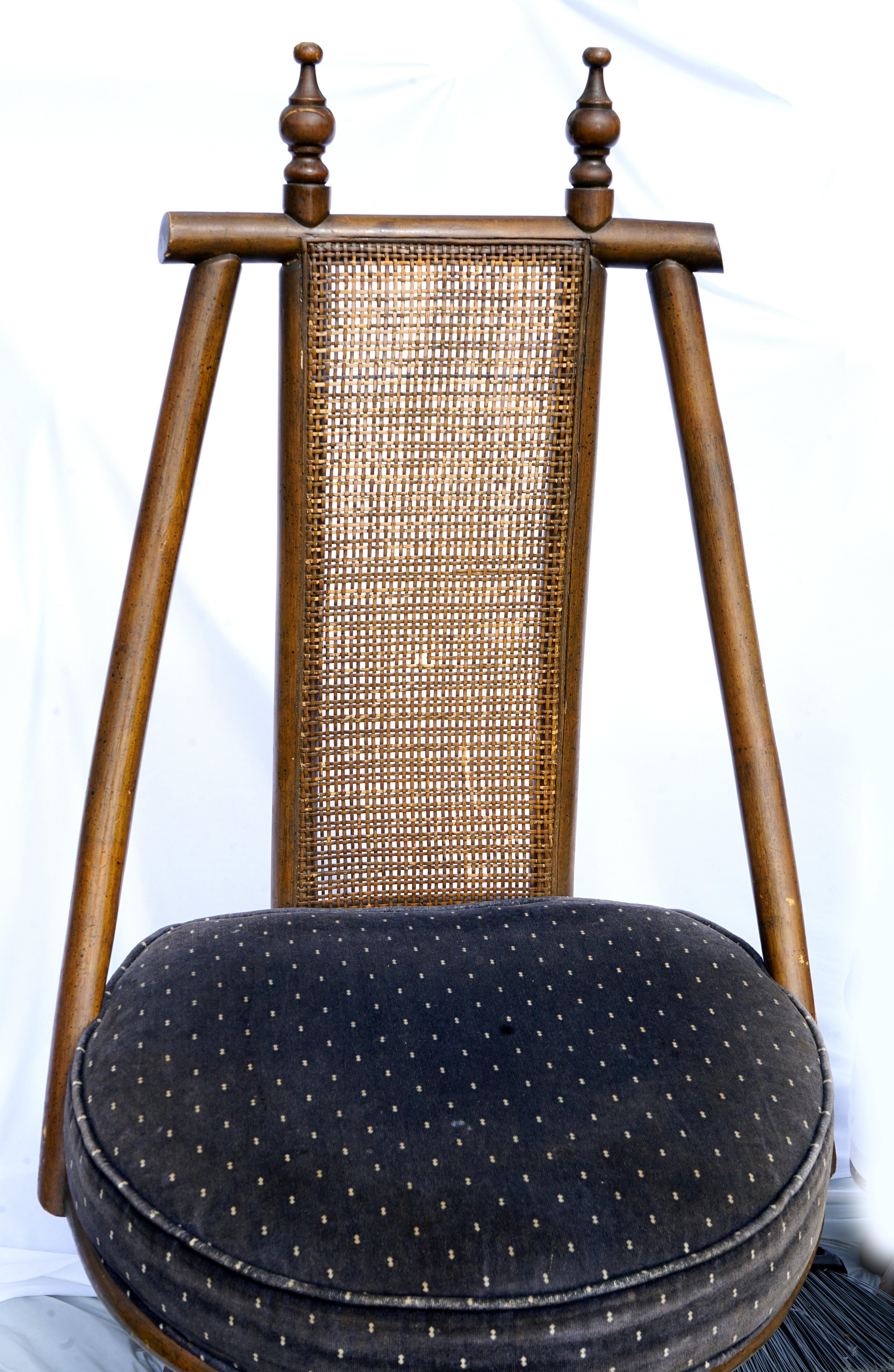 Mid-Century Modern Swivel Bent Wood 1960s Rattan Chairs, A Pair For Sale