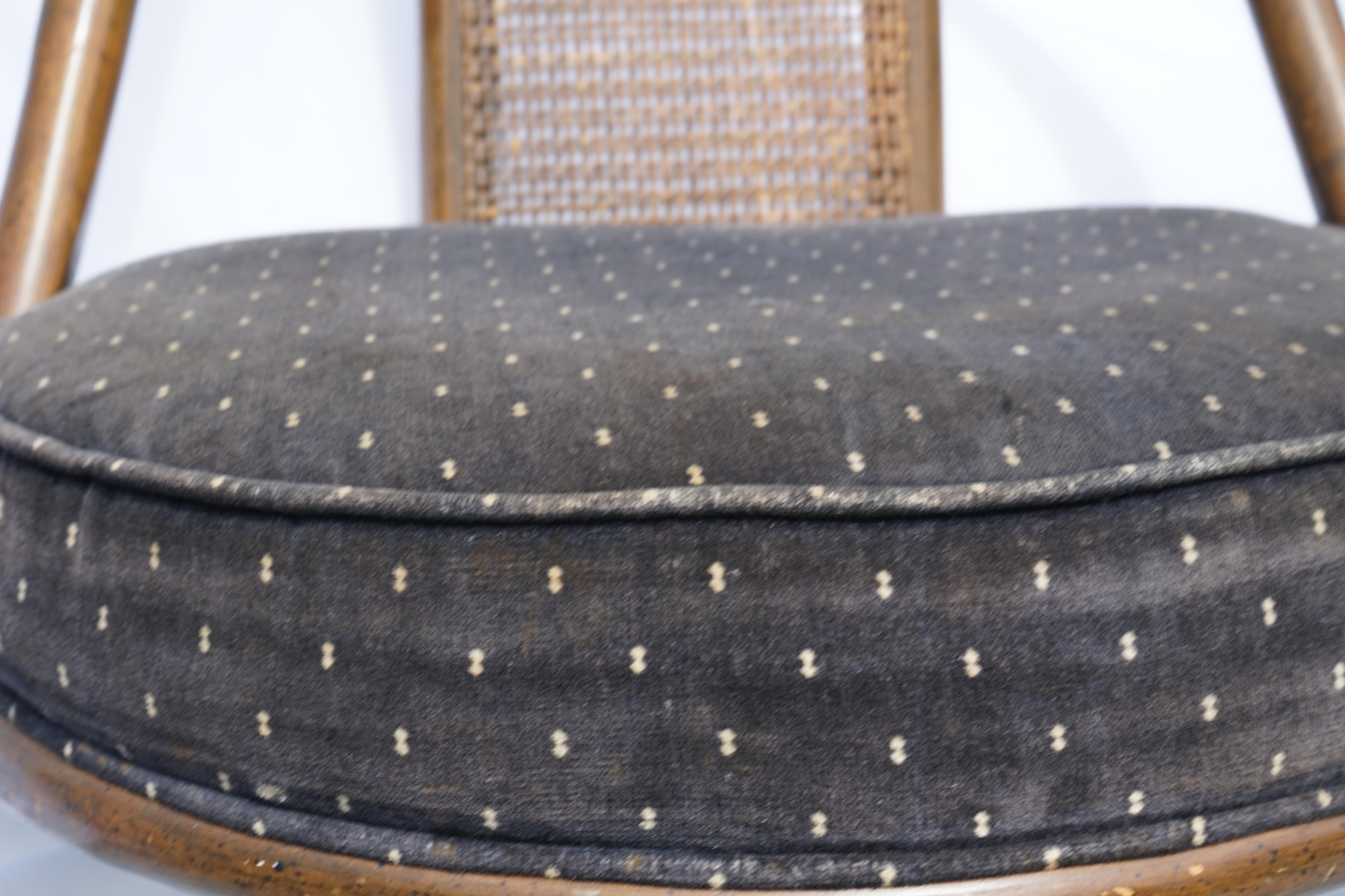 Swivel Bent Wood 1960s Rattan Chairs, A Pair In Good Condition For Sale In Lomita, CA