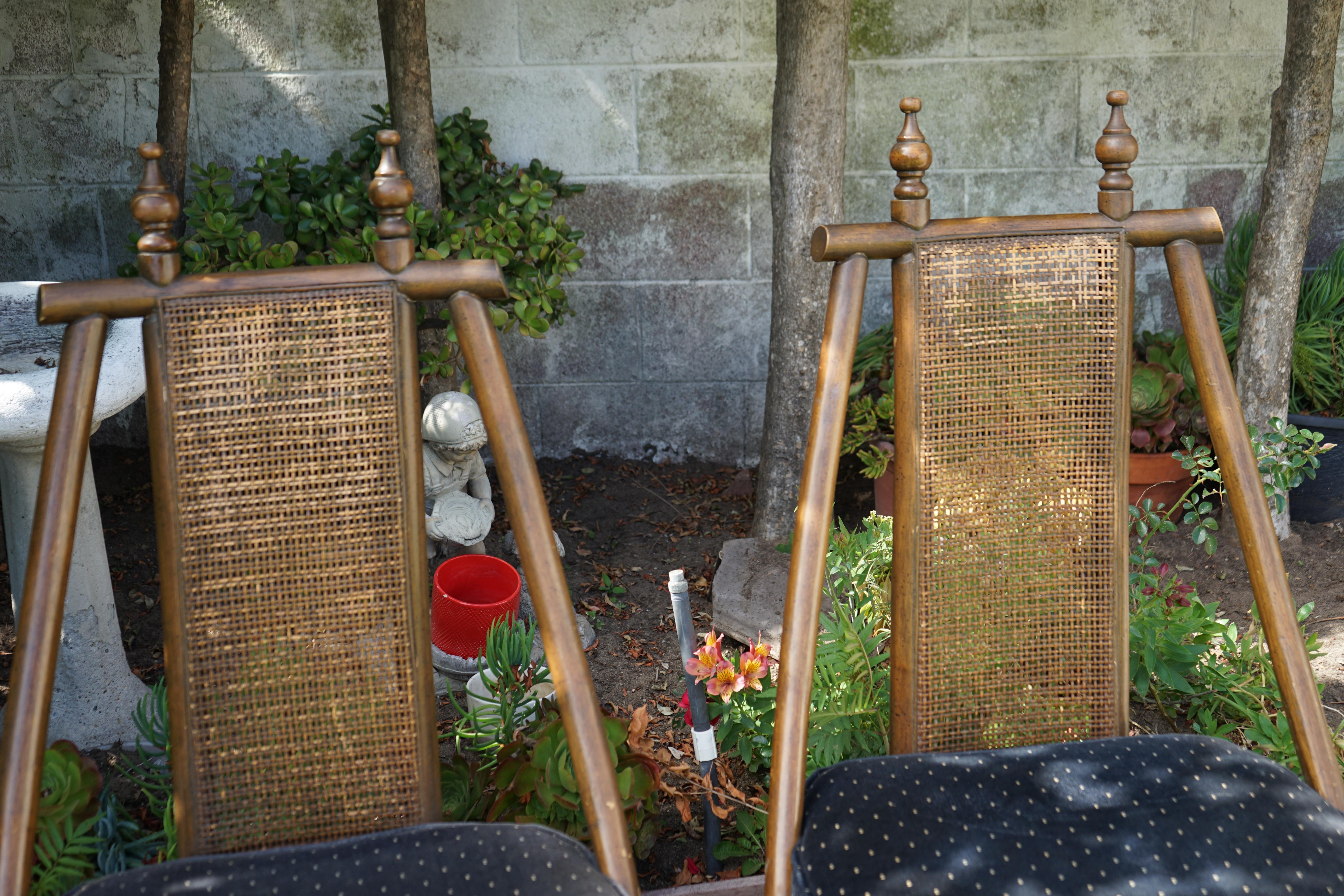 Swivel Bent Wood 1960s Rattan Chairs, A Pair For Sale 1