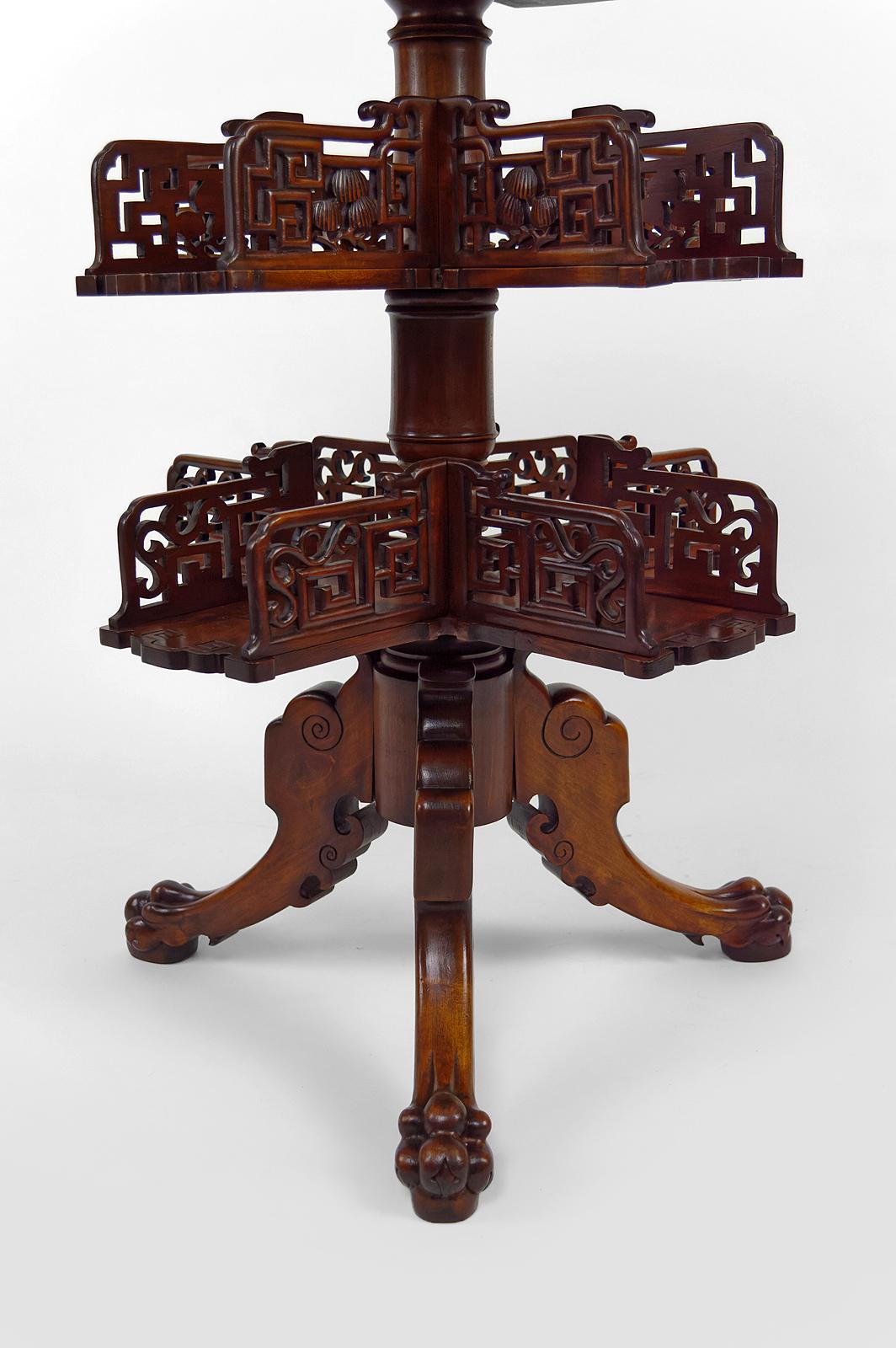 Marble Swivel Bookcase Table by Gabriel Viardot, France, circa 1880 For Sale