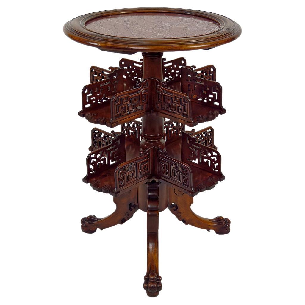 Swivel Bookcase Table by Gabriel Viardot, France, circa 1880