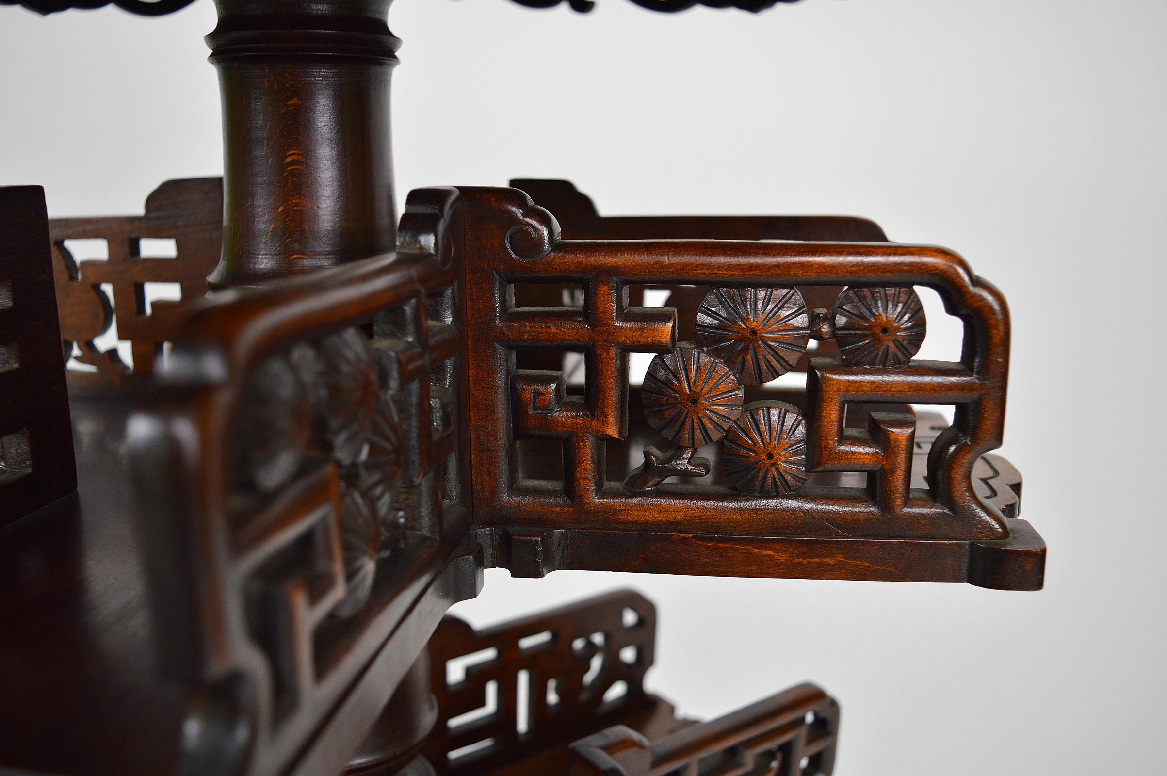 Swivel Bookcase Table with Carved Top by Gabriel Viardot, Japonism, circa 1880 For Sale 4