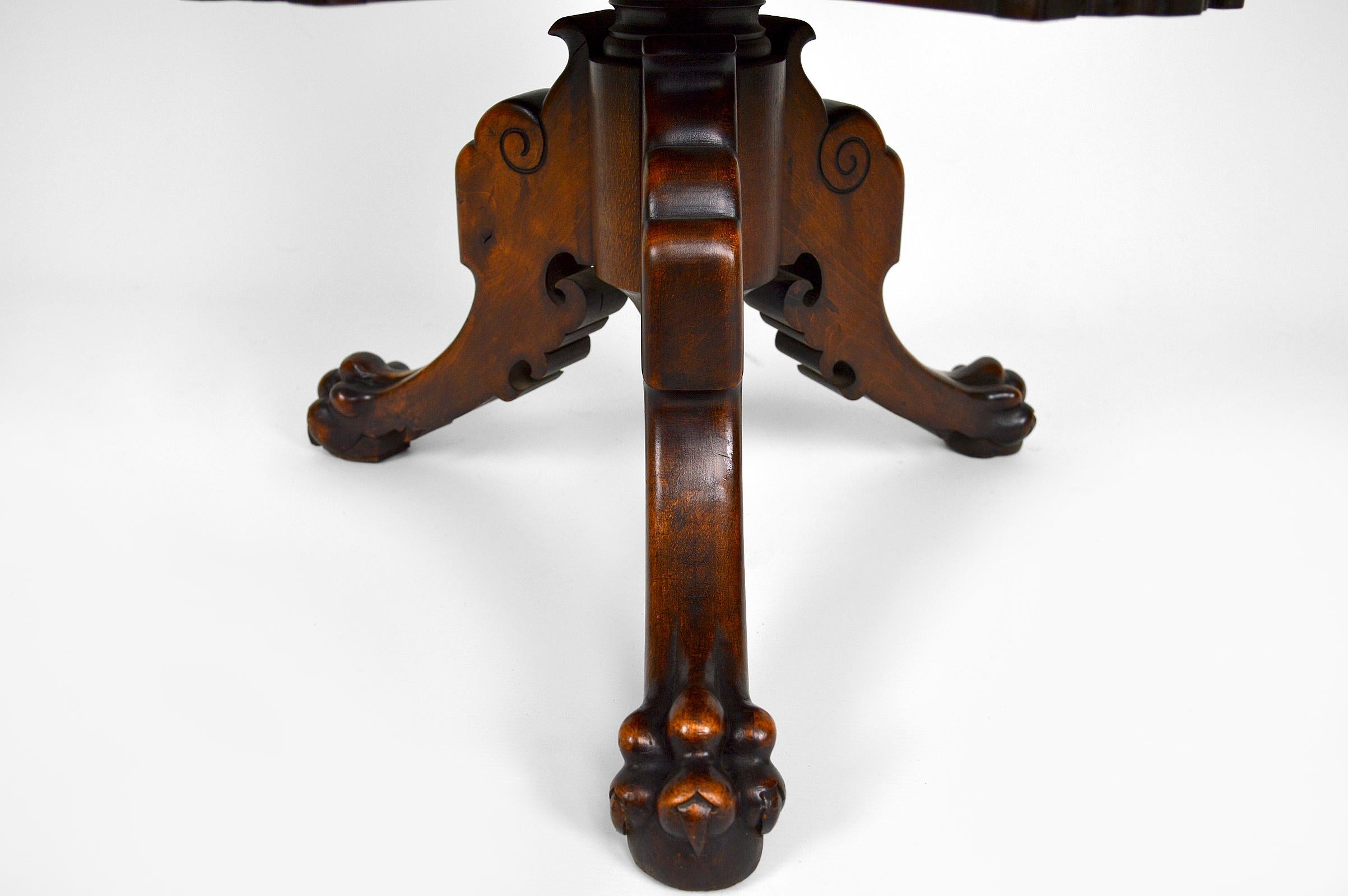 Swivel Bookcase Table with Carved Top by Gabriel Viardot, Japonism, circa 1880 For Sale 5