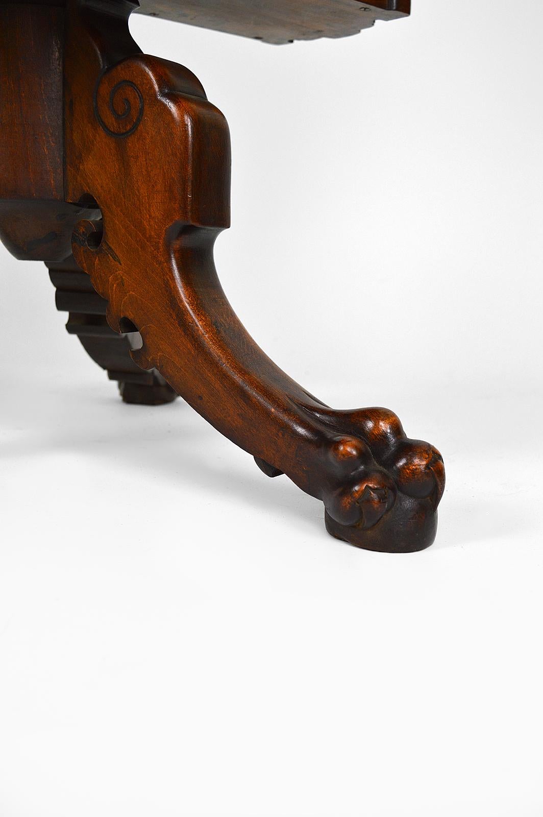 Swivel Bookcase Table with Carved Top by Gabriel Viardot, Japonism, circa 1880 For Sale 7