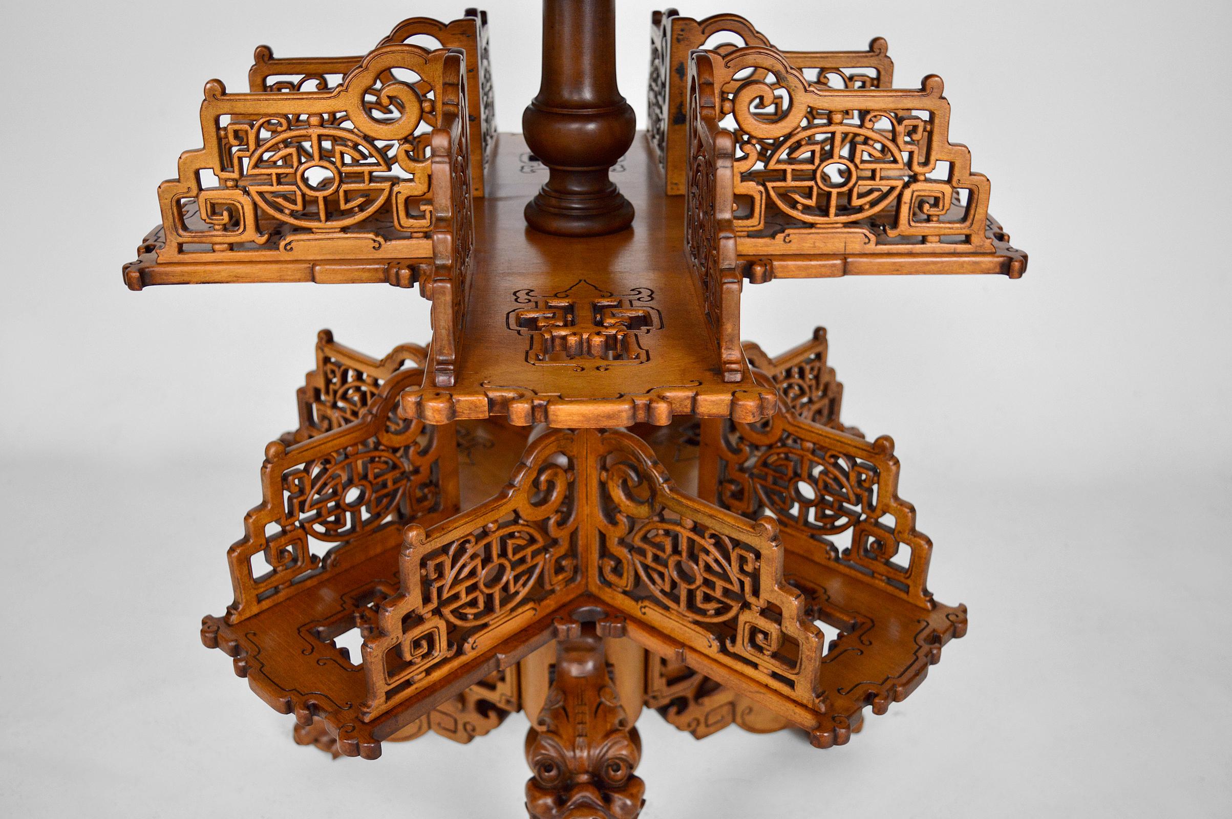 Mesa librería giratoria con tapa de mármol de Gabriel Viardot, Japonismo, hacia 1880 en venta 1