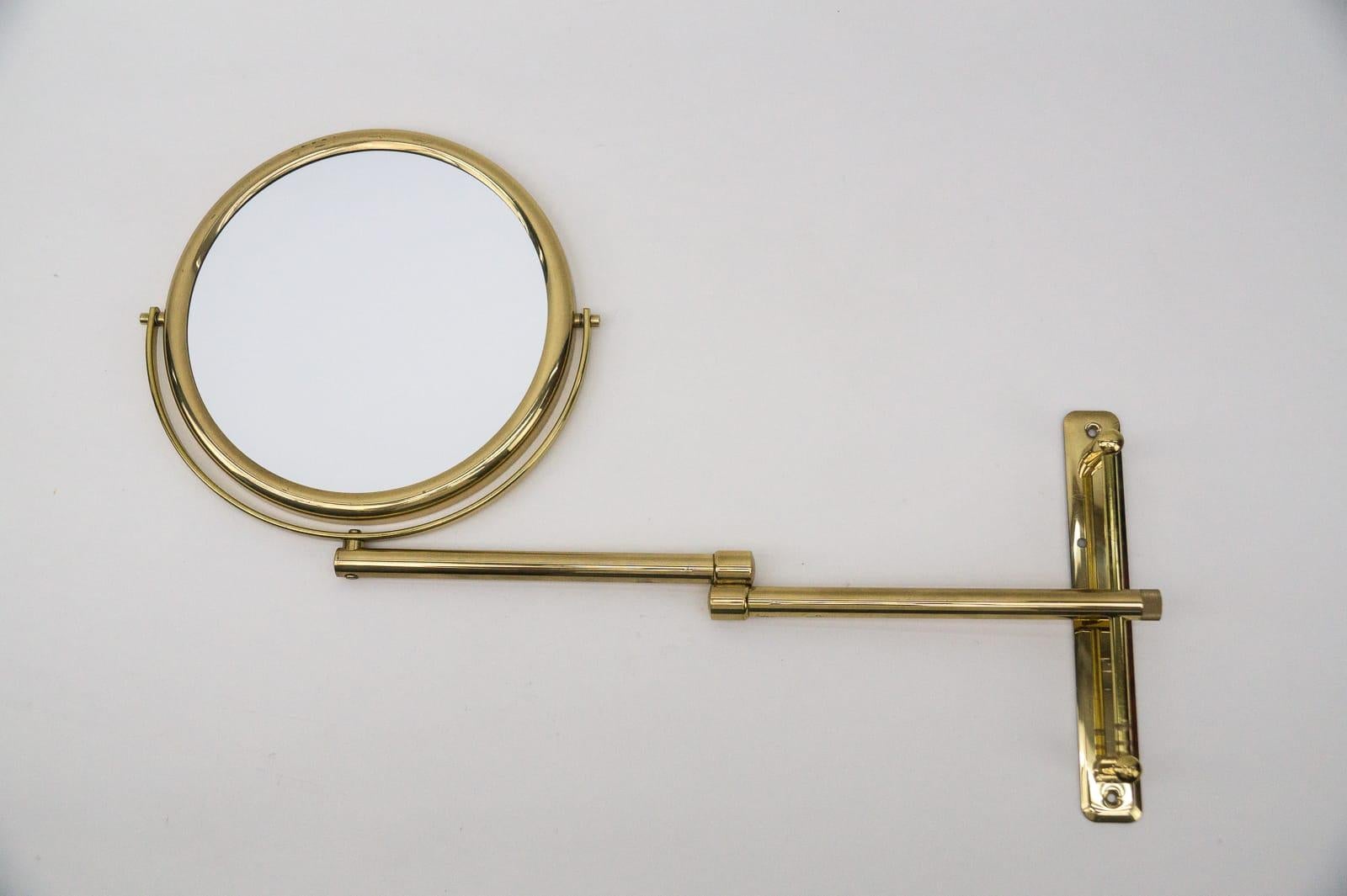 Mid-20th Century Swivel Brass Wall Mirror / Makeup Mirror, 1960s Austria For Sale