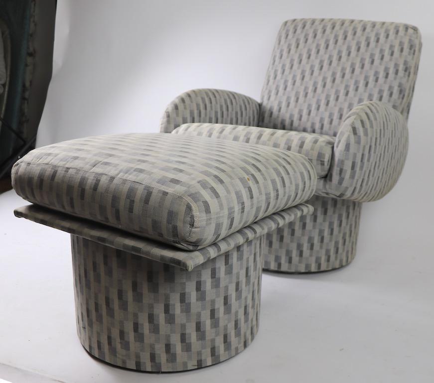 20th Century Swivel Chair and Ottoman after Milo Baughman by Classic Gallery Inc.