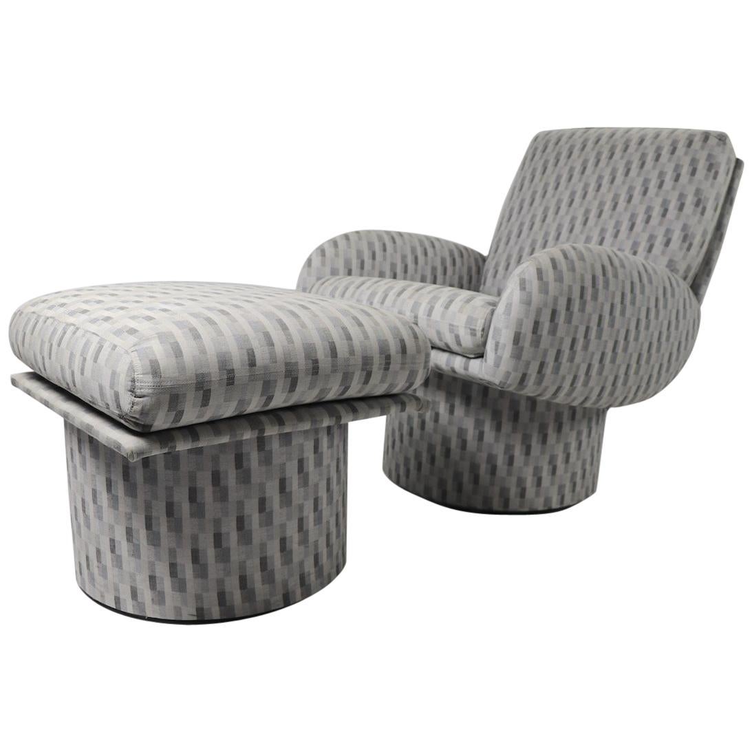 Swivel Chair and Ottoman after Milo Baughman by Classic Gallery Inc.