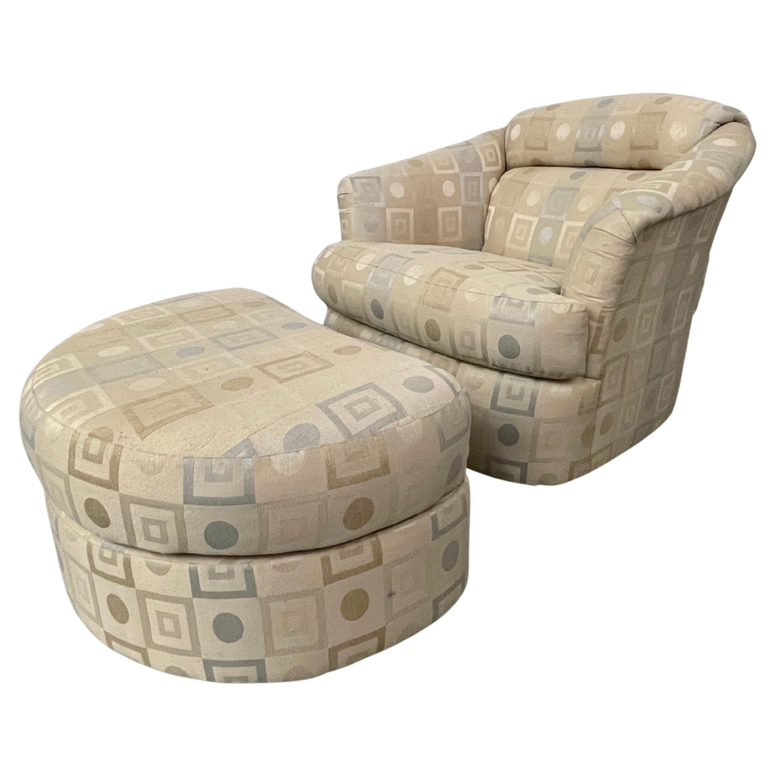 Swivel Chair and Ottoman by Milo Baughman for Directional