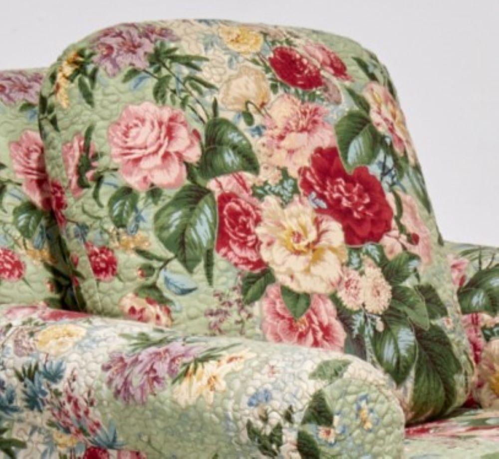 Regency Swivel Chair and Ottoman in Quilted Floral Chintz Colefax & Fowler Fabric