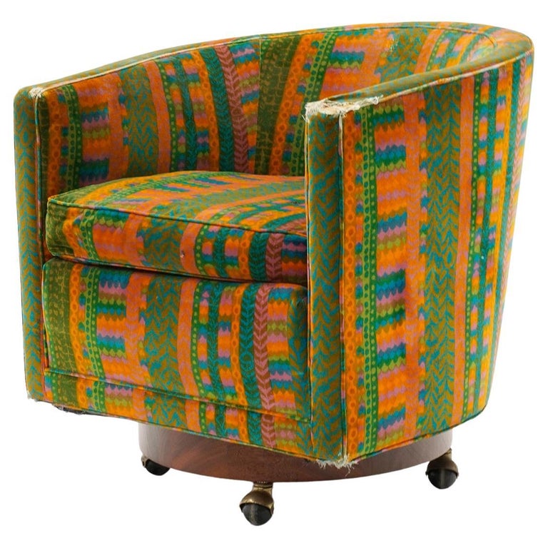 Swivel Chair by Edward Wormley for Dunbar, Priced Low for Reupholstery, Signed For Sale