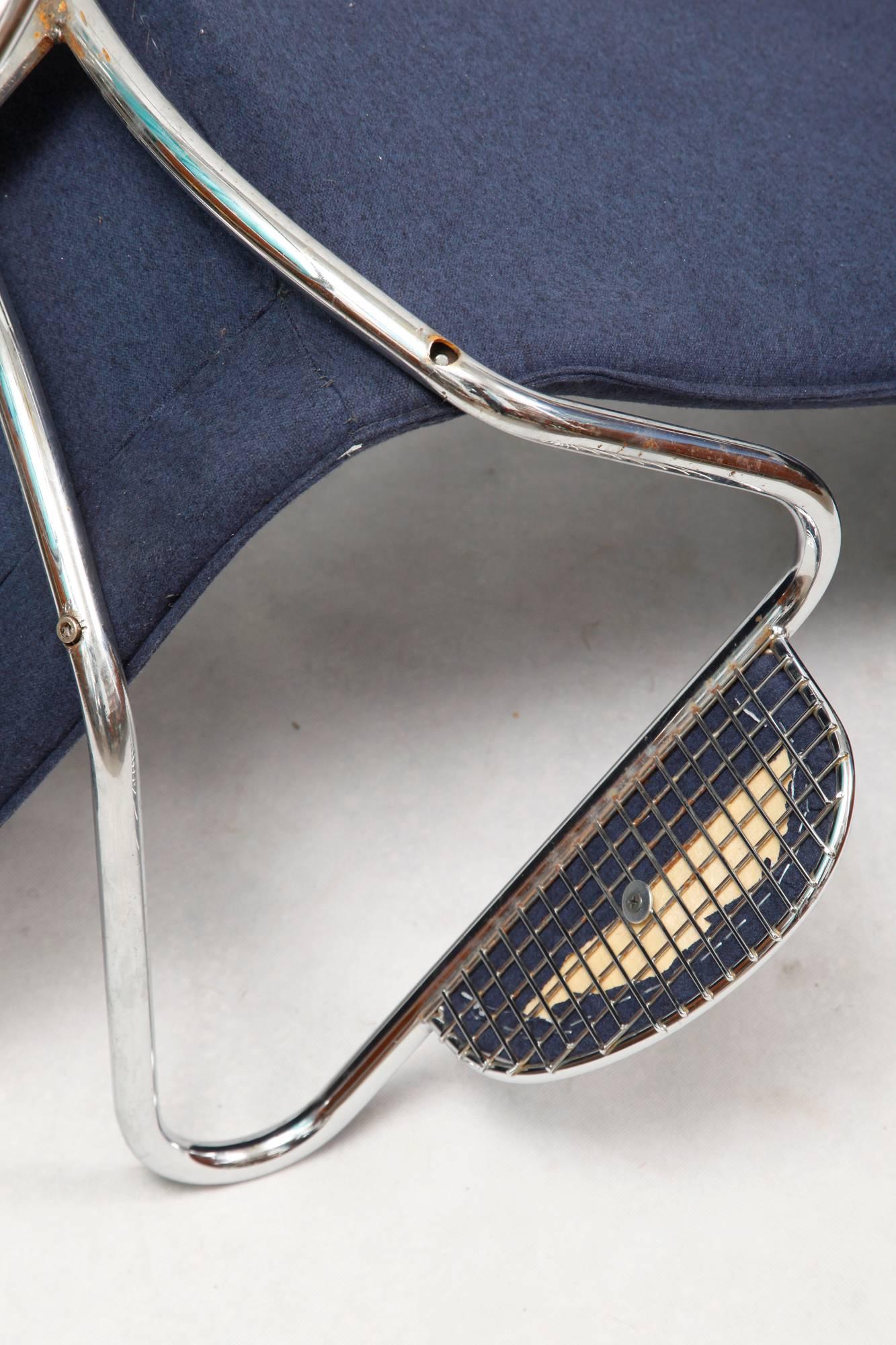 Swivel Chair from Ikea, Chrome and Navy Blue, Sweden, 1980s In Excellent Condition For Sale In Warsaw, PL