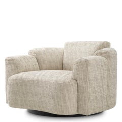 Swivel Chair in Creststone Beige with Black Base