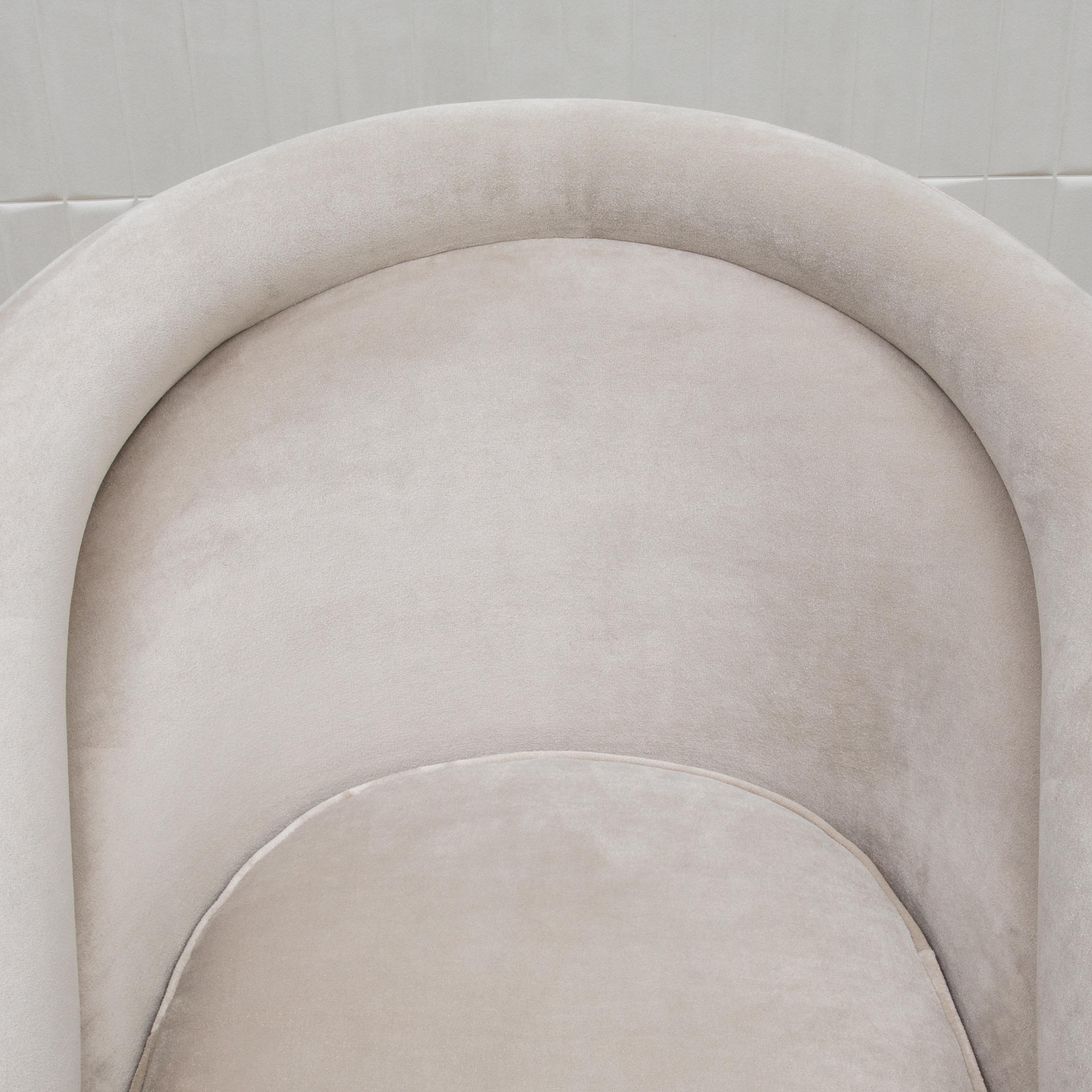 Sedia girevole in velluto grigio con Wood di MOGUL - IN STOCK in vendita 4