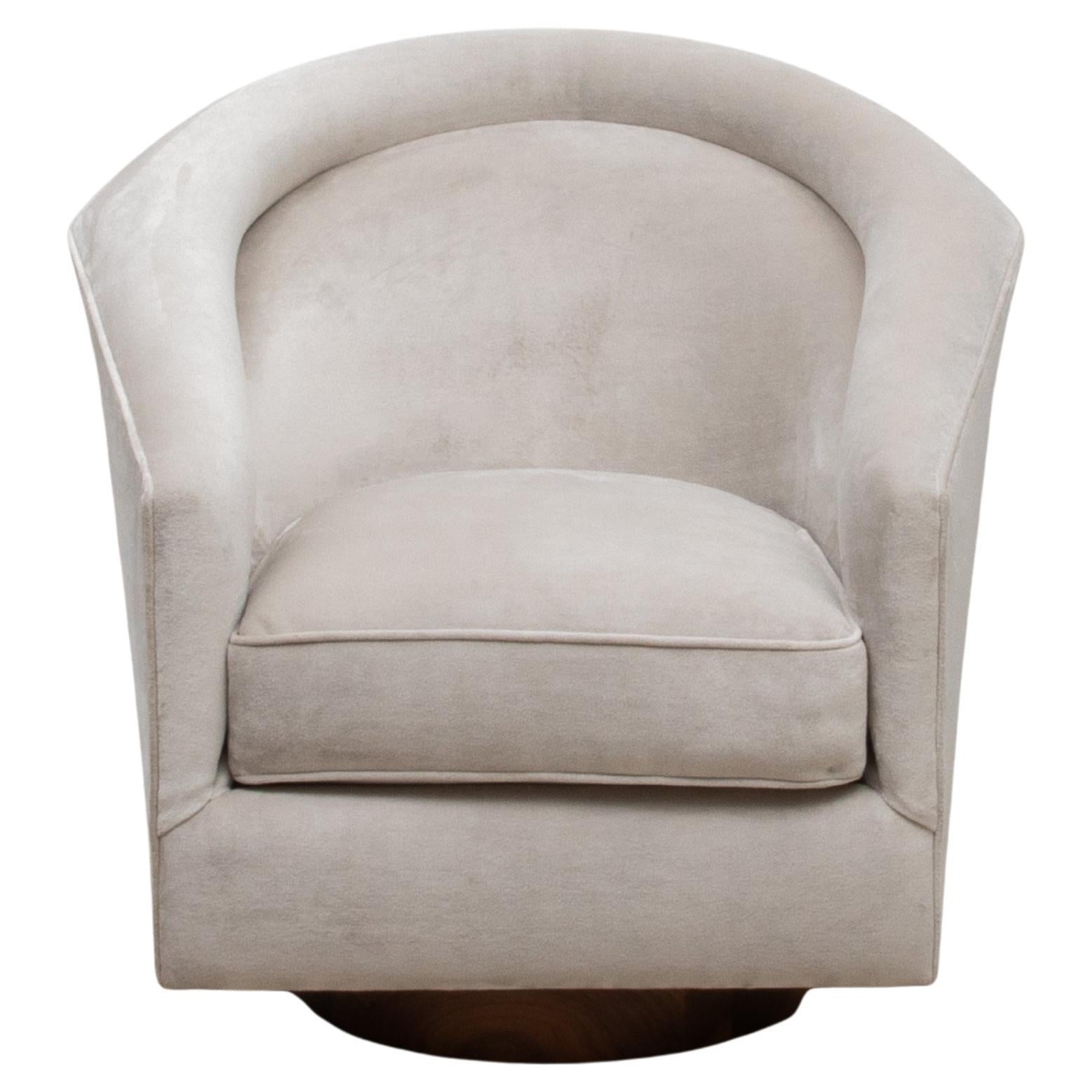 Swivel Chair in Grey Velvet with Wood by MOGUL - IN STOCK