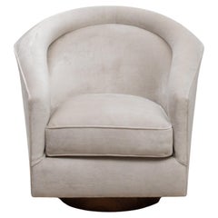 Swivel Chair in Grey Velvet with Wood by MOGUL - IN STOCK